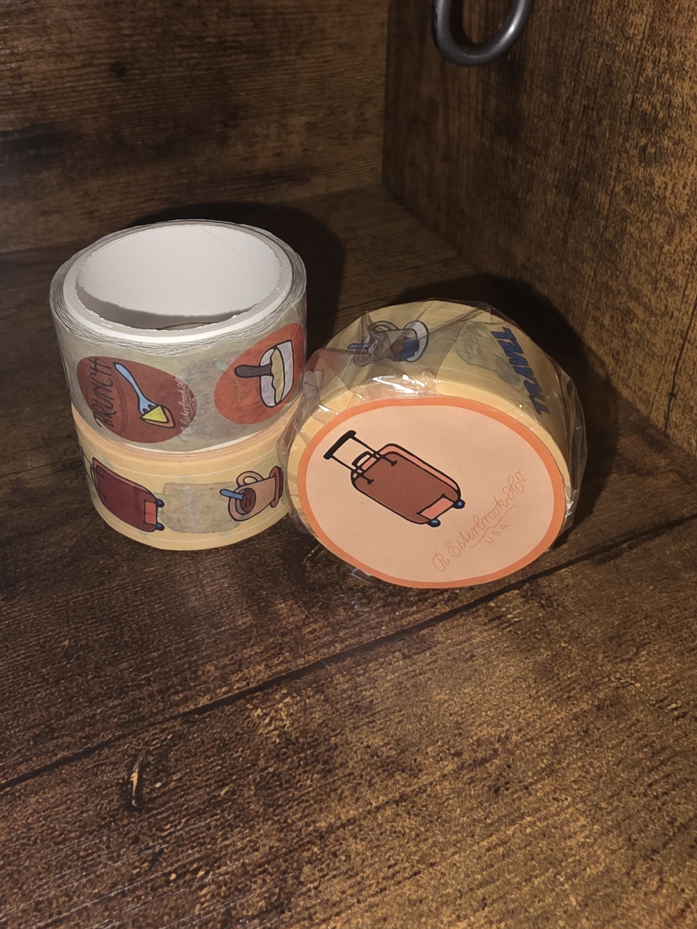 Decorative Travel-Themed Washi Tape Roll - Orange